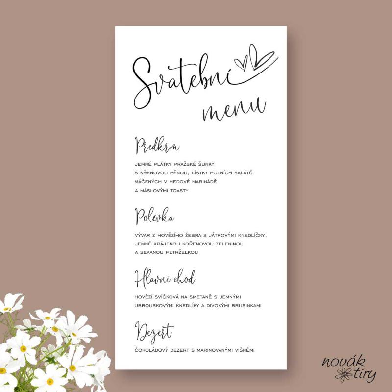 Svatební oznámení - menu - Svatební menu 22 Kč