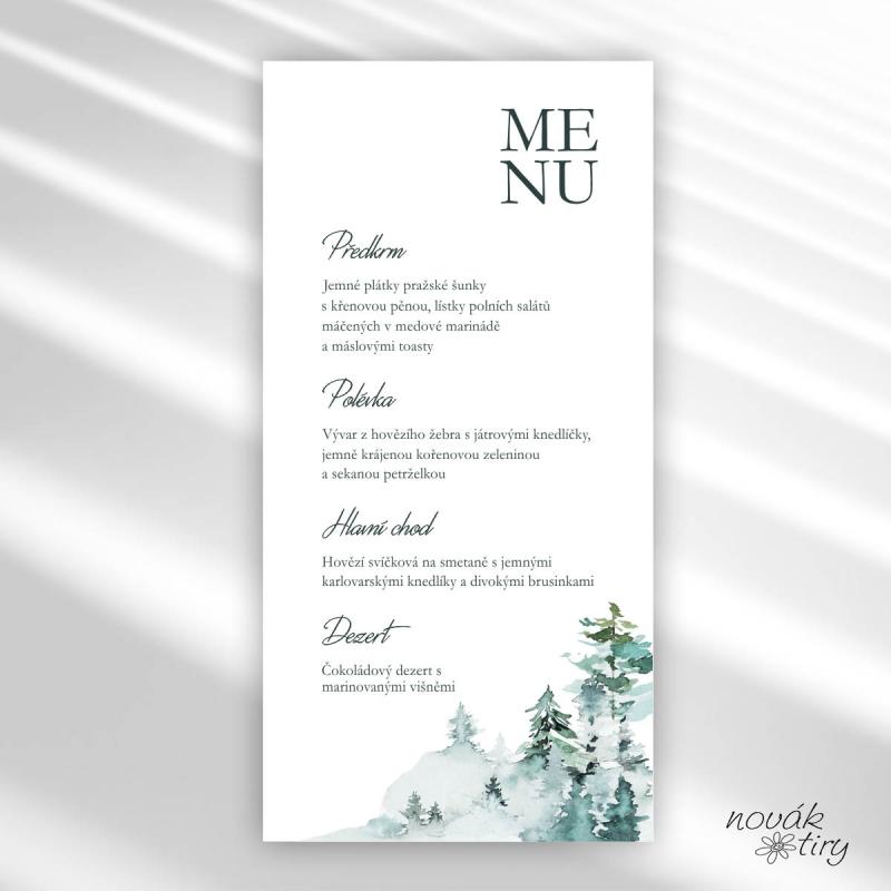 Svatební oznámení - menu